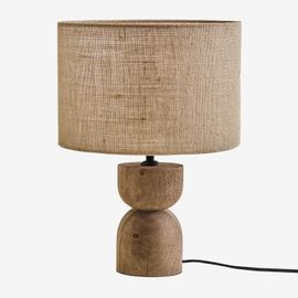 Lampe À Poser ¿40 Cm En Manguier Et Lin Gabina Beige Lin