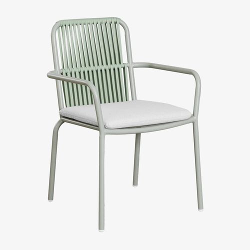 Lot De 2 Chaises De Salle À Manger Empilables Avec Accoudoirs En Aluminium Alberta Vert Kaki