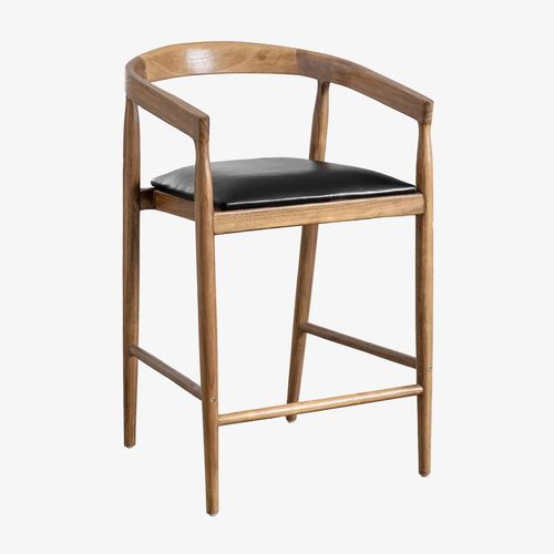 Pack De 2 Tabourets Hauts En Cuir (70 Cm) Visby Noir