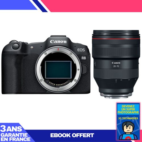 Boitier Canon EOS R8 + RF 28-70mm f/2 L USM + Ebook 'Devenez Un Super Photographe'
