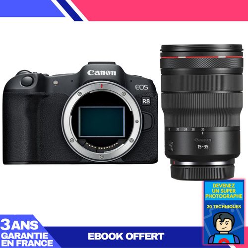 Boitier Canon EOS R8 + RF 15-35mm f/2.8 L IS USM + Ebook 'Devenez Un Super Photographe'