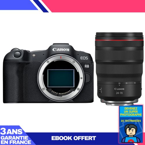 Boitier Canon EOS R8 + RF 24-70mm f/2.8 L IS USM + Ebook 'Devenez Un Super Photographe'