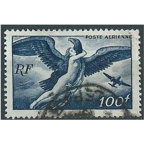 France 1946, Beau Timbre De Poste Aérienne Yvert 18a (Bleu Noir) - Série Mythologique : Egine Enlevée Par Jupiter, Oblitéré Tbe.
