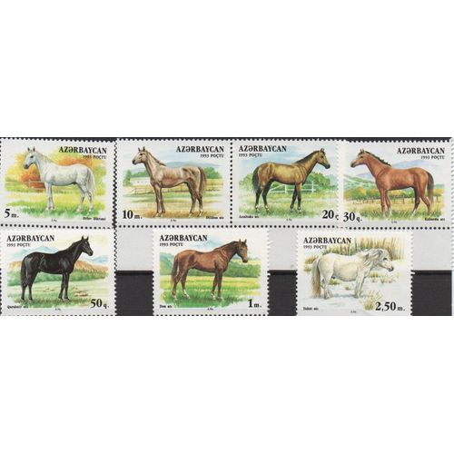 Azerbaïdjan Timbres Animaux : Les Chevaux 1993