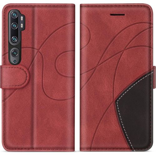 Coque Pour Xiaomi Mi Note 10/Mi Cc9 Pro/Mi Note 10 Pro Etui En Cuir Pu Portefeuille Coque Avec Fente Carte Antichoc Housse De Protection Pour Xiaomi Mi Note 10/Mi Cc9 Pro Rouge