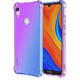 Coque Convient Pour Huawei Y6s, Souple Flexible Silicone Gel Housse Tpu Coins Renforcés Crystal Clear Étui En Gradient Color Tpu Case Cover. Purple/Bleu