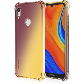 Coque Convient Pour Huawei Y6s, Souple Flexible Silicone Gel Housse Tpu Coins Renforcés Crystal Clear Étui En Gradient Color Tpu Case Cover. Noir/Or