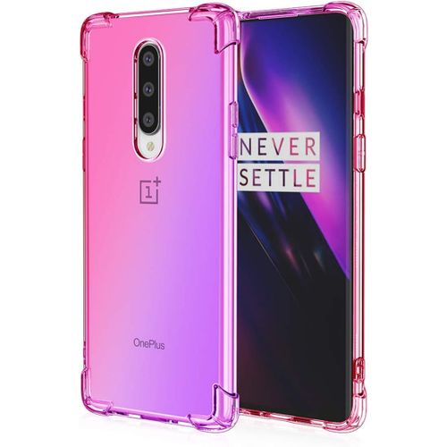 Coque Convient Pour Oneplus 8 Souple Flexible Silicone Gel Housse Tpu Coins Renforcés Crystal Clear Étui En Gradient Color Tpu Case Cover. Rose Purple