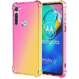 Coque Convient Pour Motorola Moto G8 Power Souple Flexible Silicone Gel Housse Tpu Coins Renforcés Crystal Clear Étui En Gradient Color Tpu Case Cover. Rose/Or