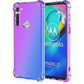 Coque Convient Pour Motorola Moto G8 Power Souple Flexible Silicone Gel Housse Tpu Coins Renforcés Crystal Clear Étui En Gradient Color Tpu Case Cover. Purple/Bleu