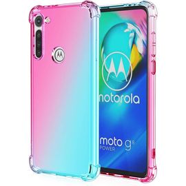 Coque Convient Pour Motorola Moto G8 Power Souple Flexible Silicone Gel Housse Tpu Coins Renforcés Crystal Clear Étui En Gradient Color Tpu Case Cover. Rose/Vert