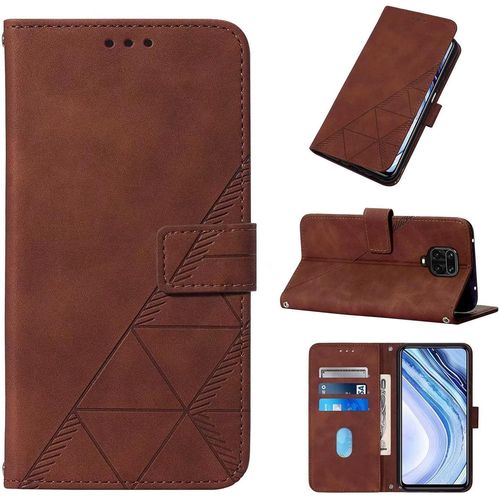 Compatible Avec Coque Xiaomi Redmi Note 9s/9 Pro/9 Pro Max Cuir Portefeuille Flip Gaufrage Conception Avec Fermeture Magnétique Fente Pour Carte Couverture Antichoc-Brun