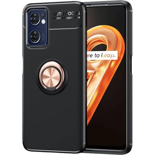 Coque Pour Oppo Find X5 Lite, Housse Ultra Mince Doux Tpu Silicone, 360 Ring Magnetique Holder Antichoc Protection Etui, Or Rose-Noir