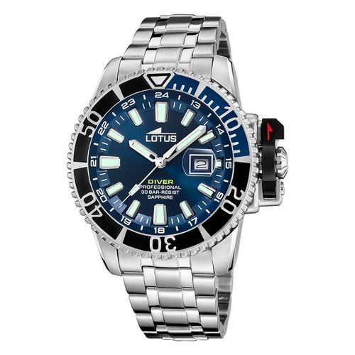 Montre Homme Lotus Acier Inoxydable Silicone Argent Bleu Montre-Bracelet Lotus Classic Ul18938/3