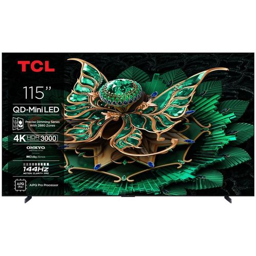 TV QD-Mini LED Pro Tcl 115C7K 292 cm 4K UHD 2025 Aluminium brossé