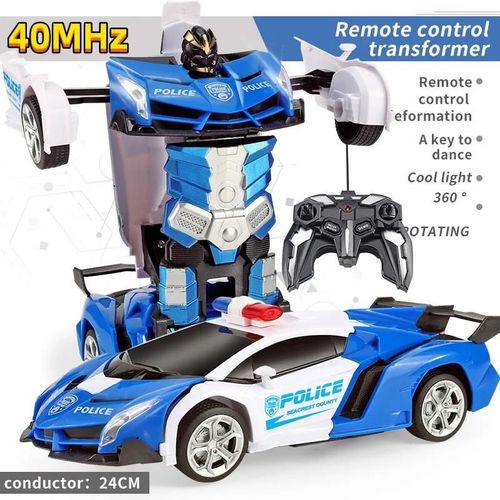 40MHz-RC - Voiture lectrique Tlcommande  Dformation 2 En 1, Modle De Voiture Robot  Transformation Automatique, Jouet Vhicule  Dformation  Une Touche