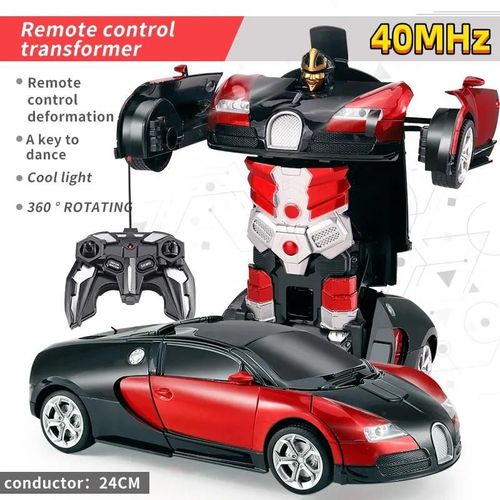 40MHz-RC - Voiture lectrique Tlcommande  Dformation 2 En 1, Modle De Voiture Robot  Transformation Automatique, Jouet Vhicule  Dformation  Une Touche