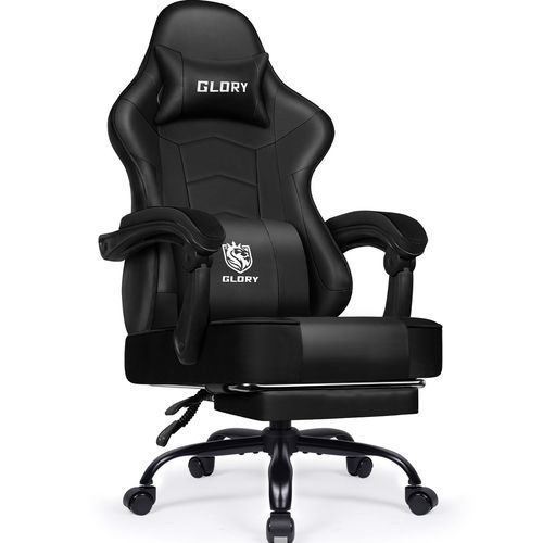 Fauteuil Gaming Ergonomique, Fauteuil Gamer, Chaise De Bureau, Chaise De Gaming, Gaming Chair Avec Dossier Réglable À 170°, Siege Gaming, Cuir Noir