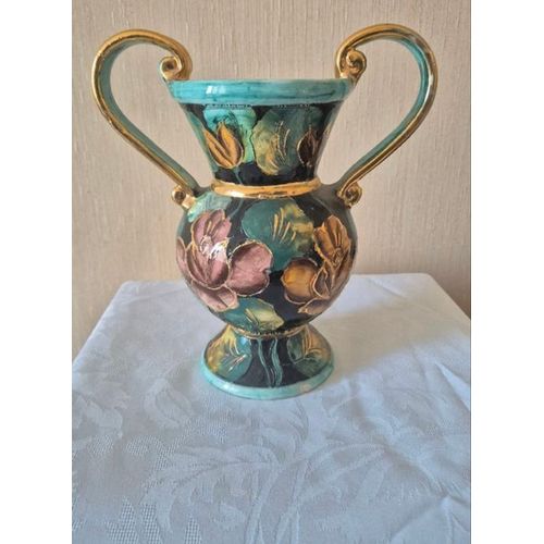Vase ceramique vintage fleuris fait main