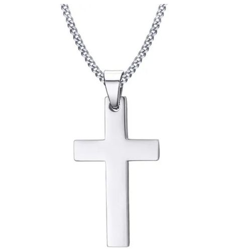 Collier Pendentif Croix Religieux En Acier Inoxydable Pour Homme Et Femme - Argent