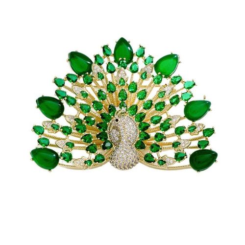 Broche Vintage Paon Émeraude, Épingle À Manteau, Bijoux D'inspiration Animale