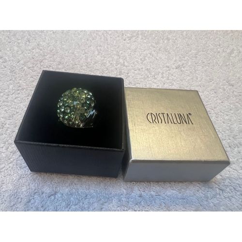 Bague Cristaluna Bombata Cristal Acrylique Transparent Swarovski Vert 100 500 G2