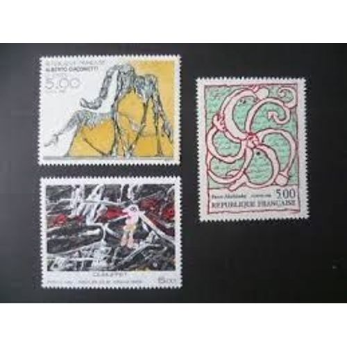 Art : Oeuvres De Jean Dubuffet, Pierre Alecchinsky, Alberto Giacometti Série Complète Année 1985 N° 2381 2382 2383 Yvert Et Tellier Luxe