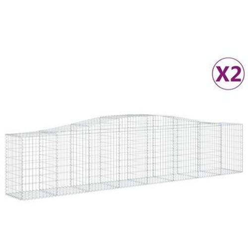 Paniers À Gabions Arqués 2 Pcs 400x50x80/100 Cm Fer Galvanisé