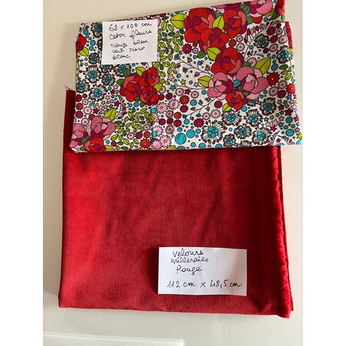 2 Coupons Tissu Velours Et Coton 