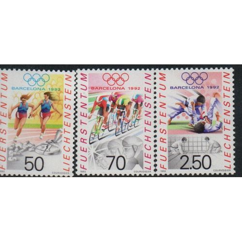 Liechtenstein Timbres Jeux Olympiques De Barcelone 1992