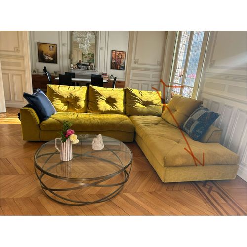 Très Beau Canapé Roche Et Bobois Modèle Préface En Velours Moutarde/Bronze Excellent État