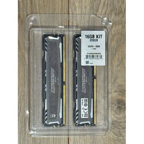 RAM DDR4 Ballistix Sport LT Gris - 16 Go (2 x 8 Go) 3000 MHz - CAS 15