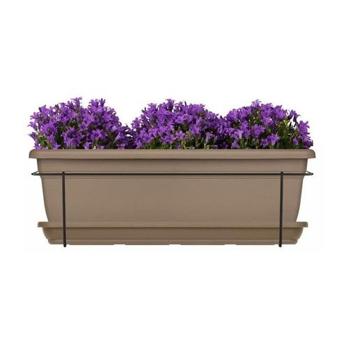 Kit Jardiniere Avec Support En Métal Et Plateau - Garden Id Relax - Taupe 50 Cm - Recyclé Et 100% Recyclable - Volume Pour Plantes