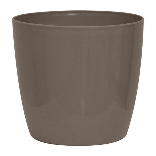 Cache-Pot Brillant - Garden Id - Shiny Taupe Avec Roulettes - 30 X 27 Cm - Aspect Céramique - Étanche - Déplacement Aisé