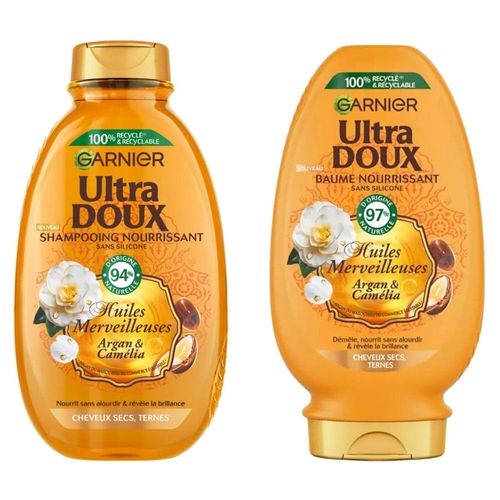 Garnier - Lot De Shampoing Et Baume Nourrissant Ultra Doux - Huiles Merveilleuse Argan & Camélia - 