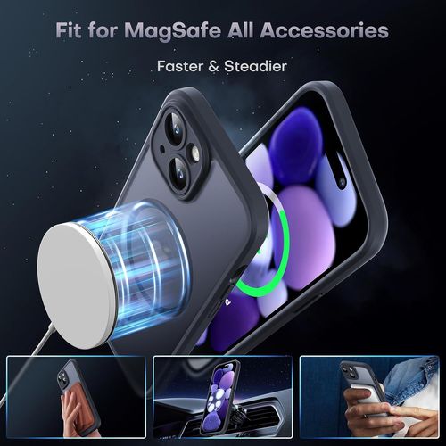 Coque Mat Magnétique Pour Iphone 15 Plus, Compatible Avec Magsafe, Protection D'objectif ,Coque Translucide Arrière Antichoc - Hqselection®