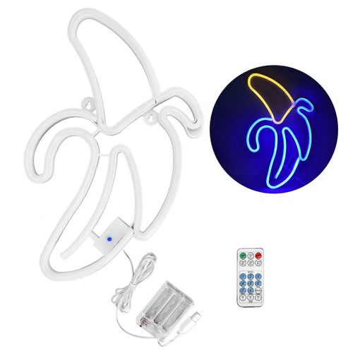 Néon Led Multicolore Banane Néon Lumière Famille Restaurant Vacances Décoration Murale Lightwarm Head, Peau Bleue