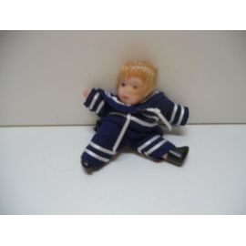 Poupée Miniature En Porcelaine Garçon Marin Blond 8 Cm