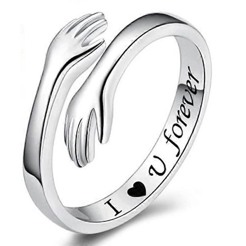 Bague Câline En Argent Sterling Réglable Pour Les Femmes Ouvrir Les Bijoux D¿Amour Et D¿Amitié