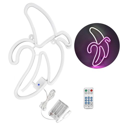 Néon Led Multicolore Banane Néon Lumière Famille Restaurant Vacances Décoration Murale Lumièretête Blanche, Peau Rose
