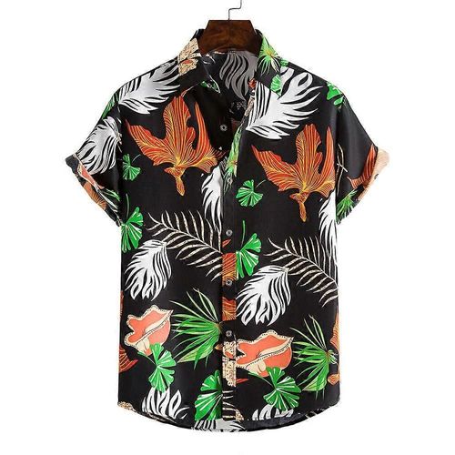 Homme Manches Courtes Bouton Vintage Chemises Décontracté Imprimé Chemise De Plage Summer Regular Fit Top