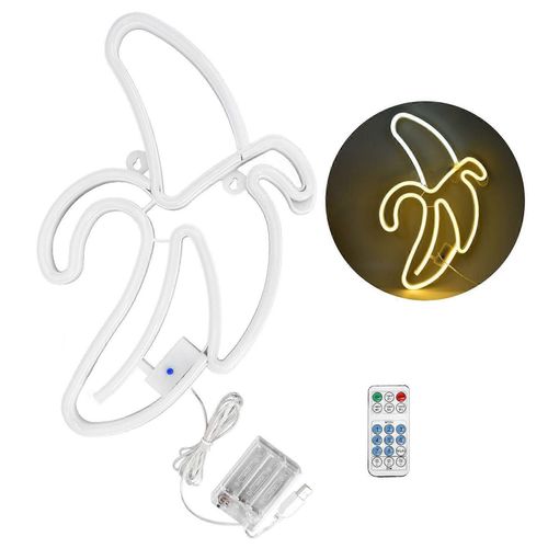 Néon Led Multicolore Banane Néon Lumière Famille Restaurant Vacances Décoration Murale Lumièretête Blanche, Peau Chaude