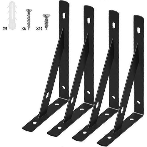 4pcs Supports Tagre, Murale Supports Tagre, Charges Lourdes Supports Equerre Avec Vis, Mural Querre De Fixation En Mtal, Noir Support Tagre Pour Cuisi