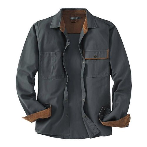 Chemise En Flanelle Tout En Coton Pour Hommes, Chemise Décontractée À Boutons, Chemise Extérieure Douce Brosséegris