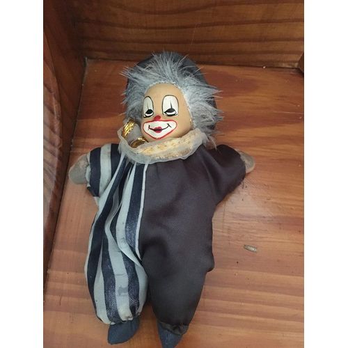 Figurine Clown Tête Porcelaine Deux Couleur Gris Et Bleu 13 Cm