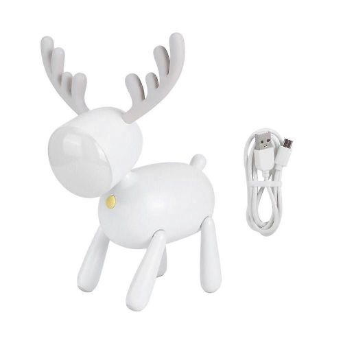 Mignon Cerf En Forme Veilleuse Led Lampe De Table Chargement Usb Pour Lecture Enfant Chambre Décorblanc