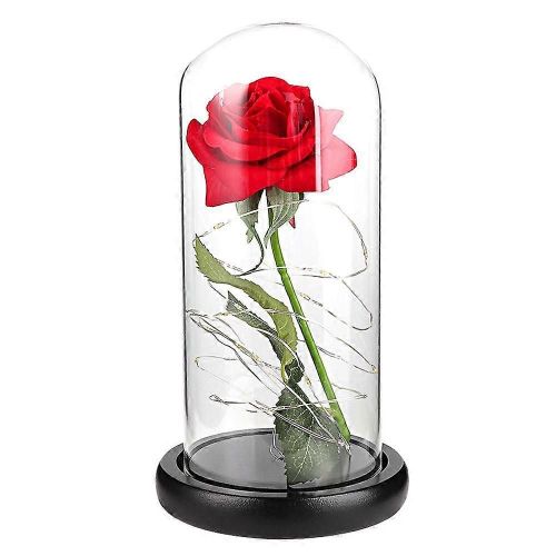 20 Led Rose Flower Veilleuse Avec Base De Couverture En Verre Saint Valentin Mariage Cadeau De Noël