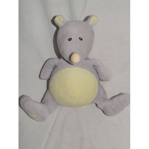 Souris Mauve Jaune Peluche 25 Cm