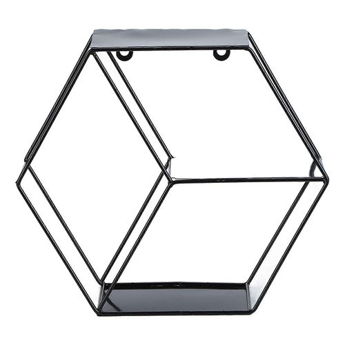 Étagères Hexagonales Simples En Fer Forgé Hexagonale Chambre À Coucher Salon Bureau Étagère Murale Décorationnoir
