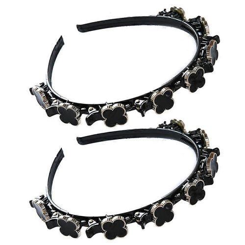 Rhinestone Fashion Headbands For Women Hair Accessories For Girls Women,Double Bangs Hairstyle Hairpin Headband Korean Braided Headbands With Clips Tw